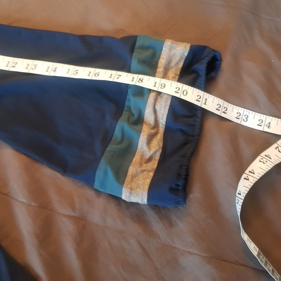 Laundry By Design Dress Size Small V Neckline Gold Green Trim Empire Striped - Picture 8 of 12